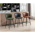 thumbnail image 6 of Guyou 26” Counter Height Bar Stools Set of 2, Modern PU Upholstered Kitchen Island Chairs, Barstools with Back and Footrest for Kitchen Island Pub Restaurant, Brown, 6 of 12