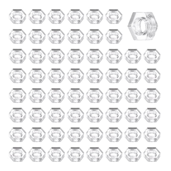 Uxcell 80Pcs Clear Hex Nuts Assortment, M2.5 Fine Thread Hex Machine Screw Nuts