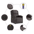 thumbnail image 4 of vidaXL Massage Recliner Chair Dark Brown Real Leather, 4 of 5