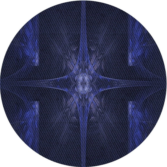 Ahgly Company Machine Washable Indoor Round Transitional Night Blue Area Rugs, 8' Round