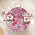 thumbnail image 4 of Ambesonne Floral Fitted Round Tablecloth, Flowers Pinkish Pattern Art, 40"- 44" Diameter, Dried Rose and Pale Ruby, 4 of 5