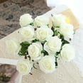 thumbnail image 5 of 12 Pcs Artificial Silk Rose Flower, Faux Fake Long Stems Rose Bouquet for Wedding Arrangement Decoration, Bridal Bouquet, Party, Office, Home Décor(White), 5 of 7