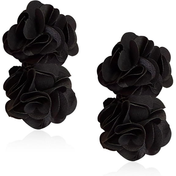 Oversized Fabric Flower Earrings for Women Statement Boho Chic Dangle Drop Earrings for Parties Weddings or Everyday Wear