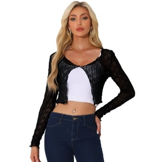 DARING DIVA Flared Sleeve Crop Shrug Bolero Glitter Jackets L