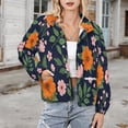 thumbnail image 3 of Jackets for Women Winter Coat Jackets Flannel Stand Collar Jacket(Orange Pink Floral Pattern,Size:S-4XL), 3 of 7