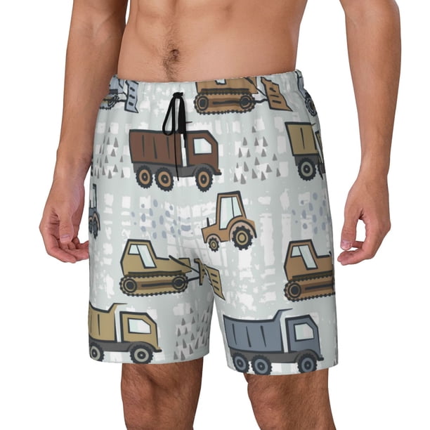 Fotbe Tractor and Dumper Traje de Baño para Hombre – Shorts de Natación de Secado Rápido con Forro y Bolsillos-XX-Large