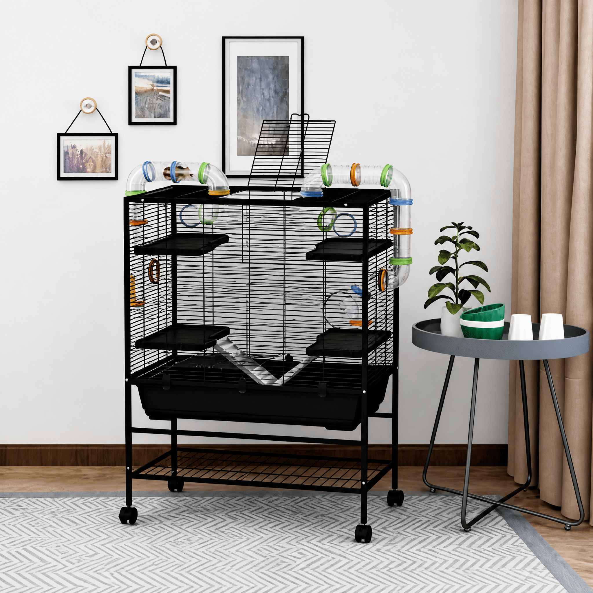 Small Animal Cage for Syrian Hamster, Gerbil Cage with Tubing System