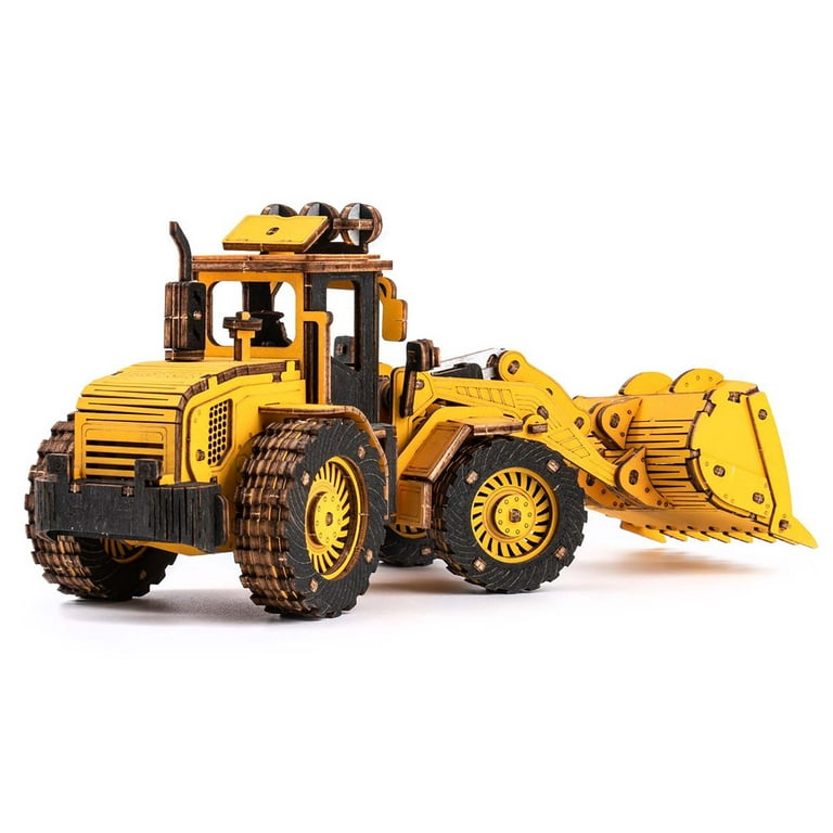ROKR 3D Puzzle 235 Pieces Bulldozer Engineering Vehicle Wooden DIY Kit Gifts for Girls Boys&Adult, Yellow