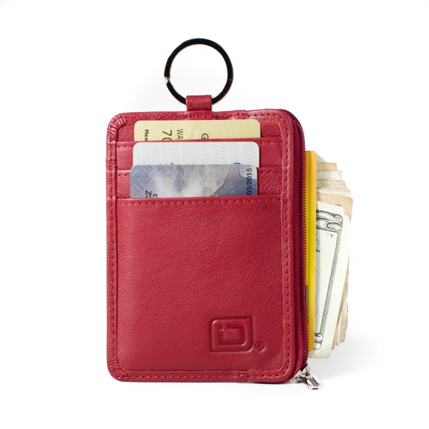 Id Stronghold Rfid Wallet Key Ring Mini Protective Wallet For Credit Cards Rfid Blocking Leather Wallets Minimalist Wallet Red Walmart Com Walmart Com