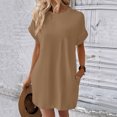 thumbnail image 3 of Women Soft T Shirt Dress Short Sleeve Casual Summer Tunic Dress Loose Loose Dress With Pockets Women's Long Casual Dresses Woman Summer Casual Dress Womens Dresses Summer Dresses Midi Length Womens, 3 of 6