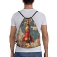 thumbnail image 2 of Drawstring Backpack - Rusty Rocket Launch Splash Proof Small Drawstring Gym Bag for Women Men, Cinch Sports String Bag Backpack for Travel Swimming Beach, 2 of 8