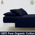 thumbnail image 2 of PRATYUX Twin 4-PC Organic Cotton Bed Sheet Set 700-Thread Count 100% Long Staple Cotton, 21 inch Deep Pockets [1 Flat, 1 Fitted Sheet, 2 Pillowcases] - Navy Blue, 2 of 7