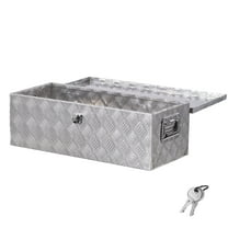 VEVOR Heavy Duty Aluminum Truck Bed Tool Box, Stripes Plated Tool Box with Side Handle and Lock Keys, Storage Toolbox Chest Organizer for Trailer, Pickup, Truck Bed, RV, 30"x13"x9.6", Silver