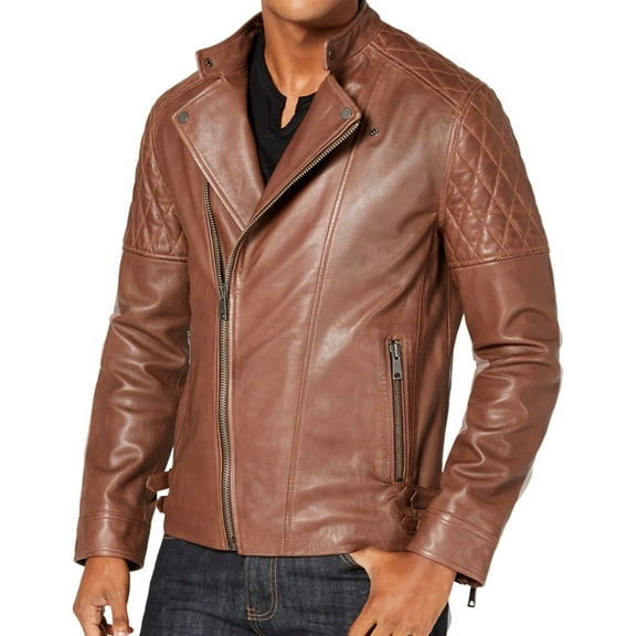 I.N.C Mens Harrison Motorcycle Jacket, Brown, XX-Large