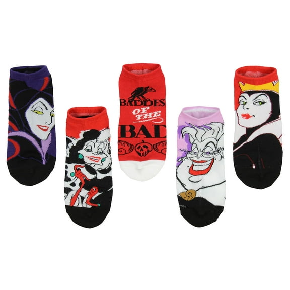 Disney Villains Socks Womens' 5 Pack Ankle No Show Socks