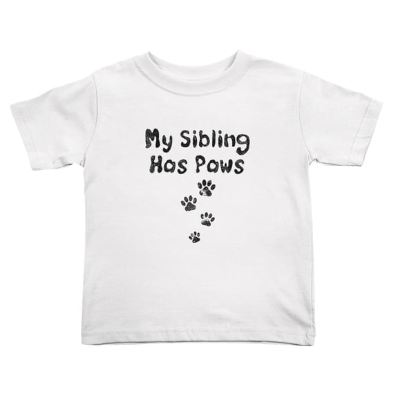 My Sibling Has Paws Dog Funny Toddler T Shirts for Boys Girls (White, Youth M)