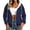 Navy, variant on Women's Polka Dot Zip Up Hoodie with Drawstring Hood and Pockets, Travel Casual Long Sleeve Fleece Sweatshirt Jacket, L