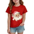 thumbnail image 5 of Staki Girls Christmas Short Sleeve T Shirts Kids Summer Tops Crewneck Tees Embroidered Christmas Sweatshirt(Red,3-4 Years), 5 of 6