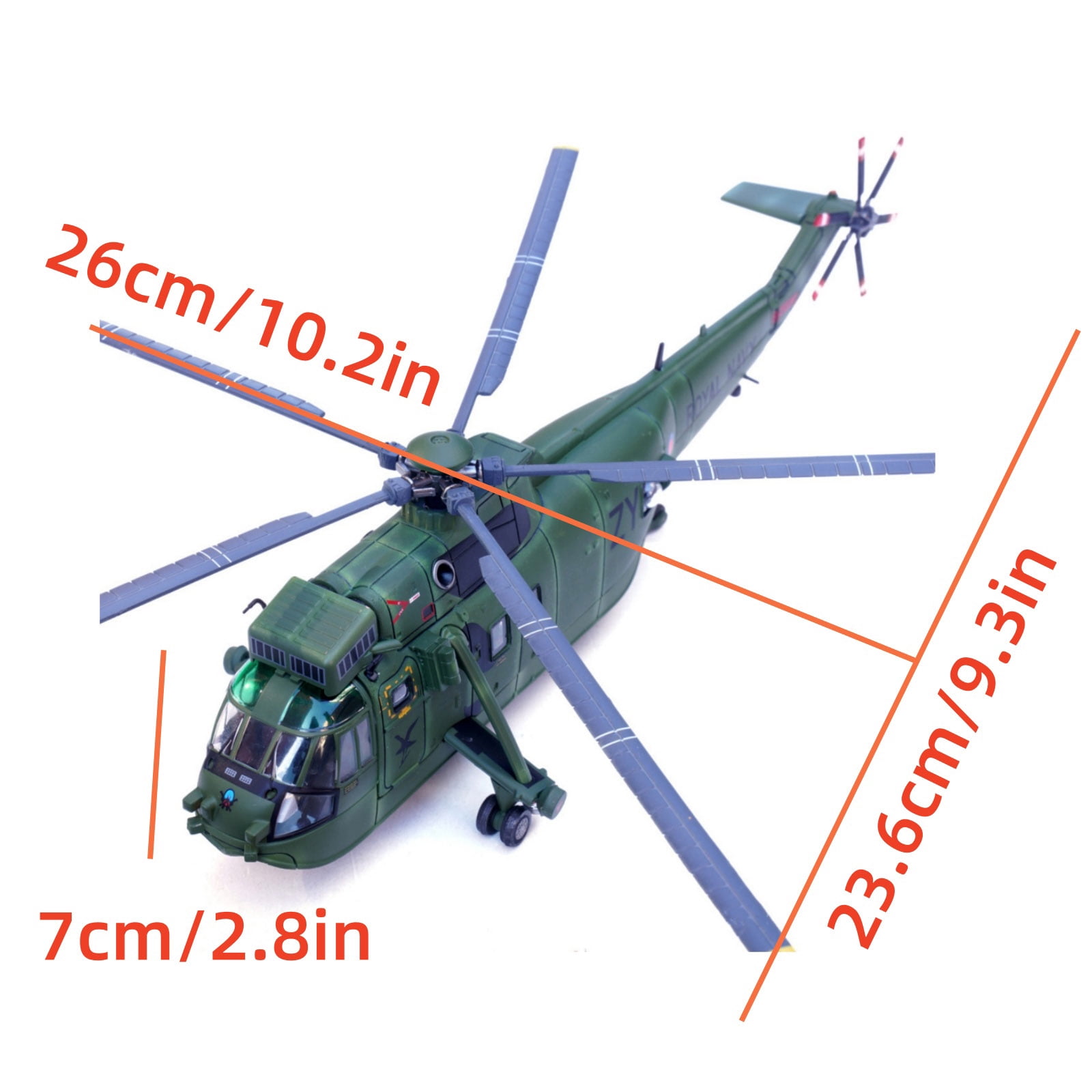 Royal Navy Sea King HC.4 Helicopter Model Airplane 1:72 Scale, Diecast, Great Gift for Plane Collectors