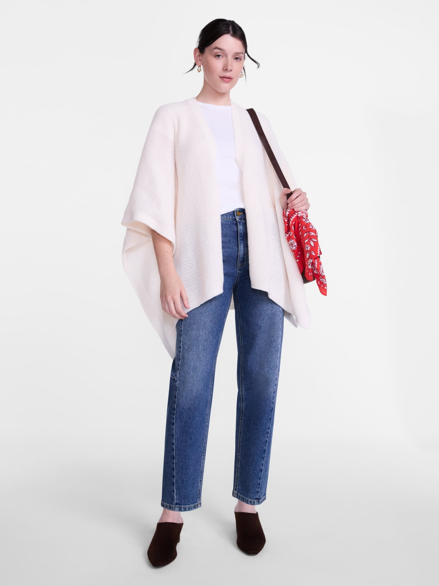 Scenario Women's Textured Knit Ruana