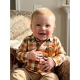 thumbnail image 4 of Cenuakty Toddler Boy Thanksgiving Shirt Adorable Long Sleeve Button Down Plaid Tops, 4 of 8
