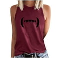 thumbnail image 2 of Tank Tops for Women Plus Size Round-Neck Sleeveless Baseball Loose Printed Pullover Tops Wine M, 2 of 4