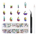 thumbnail image 1 of 120 Pcs Multi Shapes Glass Crystal AB Rhinestones for Nail Art Craft, Mix 12 Style FlatBack Crystals 3D Decorations Flat Back Stones Gems Set (120 Pcs Crystals), 1 of 8