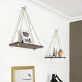 thumbnail image 5 of Wood Wall Floating Shelf Rustic Hanging Swing Rope Shelves, Wall Display Shelving Home Organizer Boho Decor for Living Room Bedroom Bathroom, 5 of 6