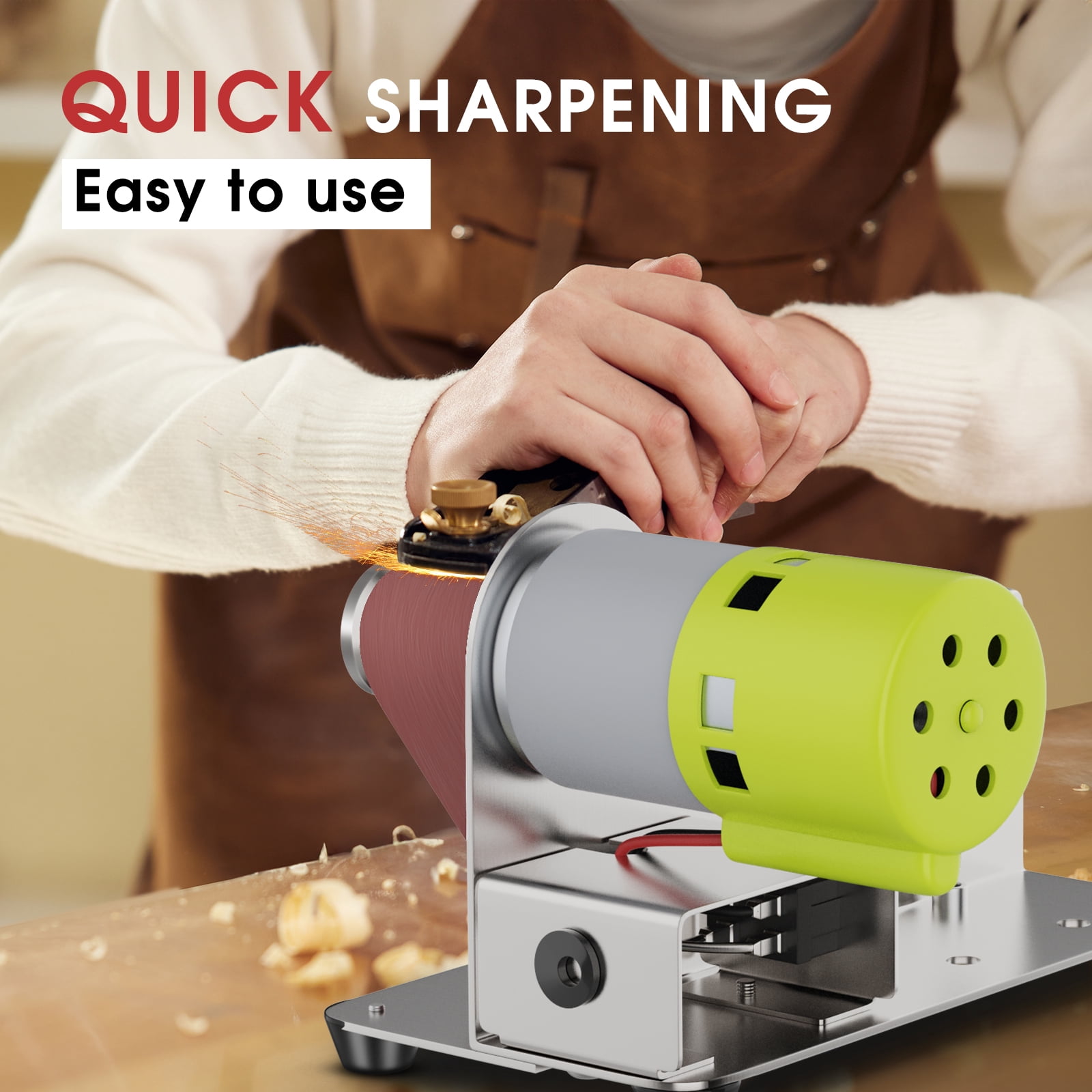 Electric Knife Sharpener, Mini Belt Sander, 7 Speeds, 15° Angle – Perfect for Kitchen Knives & Tools, Suitable for Home and Professional Chefs