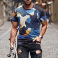 thumbnail image 2 of Beshee Shirts for Men, Men Casual Fashion Camouflage Printed Round Neck T Shirt Top Short Sleeve Blouse Mens Shirts Mens T-Shirts Blue XXXL, 2 of 6