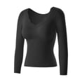 thumbnail image 5 of Ozmmyan Thermal Underwear for Women, Women's Solid Color V-Neck Long Comes With Chest Cushion, Fleece Lined Base Layer Pajama Set Warm Long Sleeves Sleeved Winter Warm Top and Bottom Sets, 5 of 8