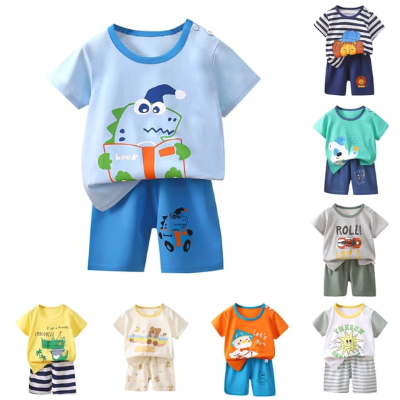 HCYSFG Boys Graphic Print Outfit Sets 2 Piece Crewneck Short Sleeve Clothing Sets T Shirt And Shorts Matching Sets