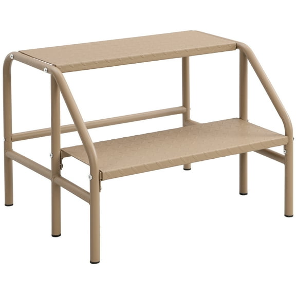 eHemco Heavy-Duty Metal 2 Steps Stool with 1100 lb. Load Capacity, 19.69 Inches, Industrial Yellow