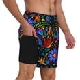 thumbnail image 3 of Picia Colorful Floral pattern Mens Swim Trunks with Compression Liner Stretch Beach Shorts Quick Dry with Zipper Pockets No-Chafing Board Shorts-Medium, 3 of 9