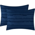 thumbnail image 5 of Porch & Den  Summerwood Solid Color Fringe Stripe 7-piece Comforter Set Navy King Adult, Teen & Dorm Solid Color Glam, Designer, Modern & Contemporary, 5 of 5