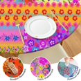 thumbnail image 4 of Pioneer Flower Floral Print Pattern Round Fitted Tablecloth with Elastic Edge,Dining Table Cover Waterproof,Outdoor Round Tablecloth for Camping,Dining,Indoor and Outdoor, 4 of 7