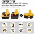 thumbnail image 3 of Battery Adapter for Dewalt 18V Tools, Convert for DeWalt 20V & Milwaukee M18 Lithium Battery, Ensuring Compatibility With Older NiCad & NiMh Battery Tools, With Quick Charge USB Port, 3 of 5