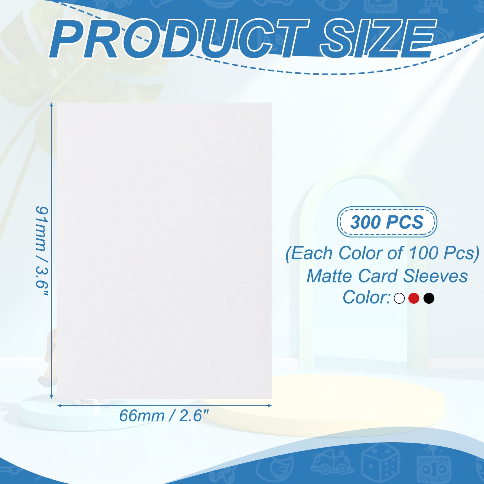 Uxcell Matte Card Sleeves, Trading Card Sleeves Deck Protectors Perfect for Trading Cards & Baseball & Sports & Magic Gathering & Magic Game Cards (Black/White/Red, 300 Pcs)