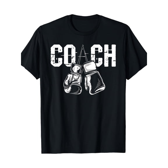 "COACH" Print & Boxing Gloves Design, Casual Round Neck T-Shirt for Gym, Kickboxing, or Sports Enthusiasts, Gym Apparel | Sporty Casual Tee | 100% Cotton Tee