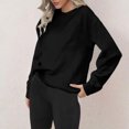 thumbnail image 3 of ManxiVoo Women's Everyday Round Neck Long Sleeve Sweatshirt Cozy Fall and Winter Casual Wear S Size Black, 3 of 10