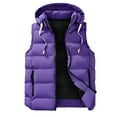 thumbnail image 2 of Busydd Mens Down Vest Solid Color Sleeveless Zipper Fleece Vest for Men Casual Oversized Hooded Mens Vests Outerwear with Pockets 5XL, 2 of 8