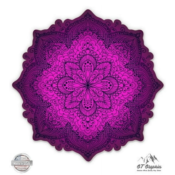 Mandala Purple Beautiful - 3" Vinyl Sticker - For Car Laptop I-Pad Phone Helmet Hard Hat - Waterproof Decal
