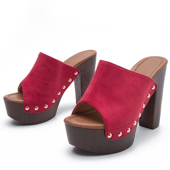 VerPetridure High Heel Slippers for Women Fish Mouth High-heeled Thick-heeled Comfortable Women's Sandals