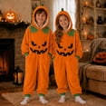 thumbnail image 2 of REDARER Kids Jack O Lantern Hooded Onesie Full Zip with Pockets for Trick or Treat Halloween Party Cosplay Casual Loungewear Pajama Outfit,10-12 Years, 2 of 6