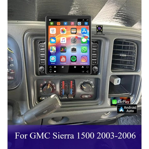 Molaner 9.7 inch Android 15 Radio Stereo Upgrade Compatible for GMC Sierra 1500 2003-2006 Fit for Wireless CarPlay & Android Auto,Touch Screen, AM/FM, GPS Navigation, SWC, EQ, 2 32G