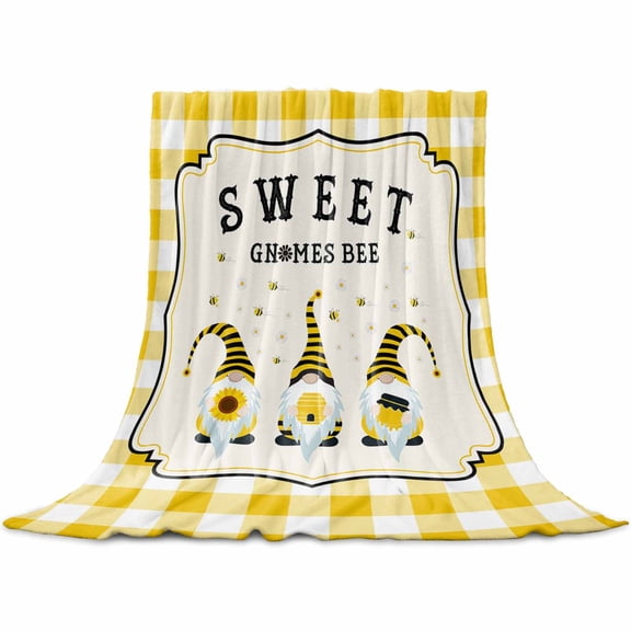 Flannel Throw Blanket for Couch Sofa Bed,Yellow Buffalo Plaid Soft Cozy Warm Fuzzy Blanket 30x40in