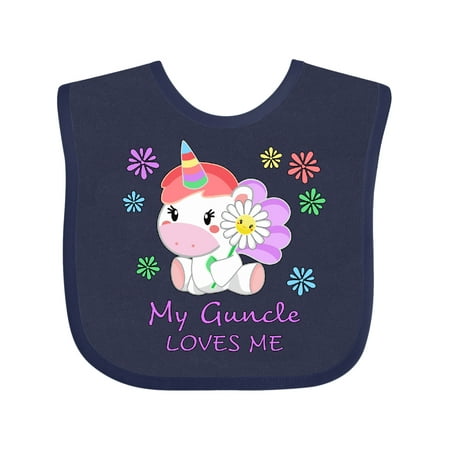

Inktastic My Guncle Loves Me- Cute Unicorn Gift Baby Boy or Baby Girl Bib