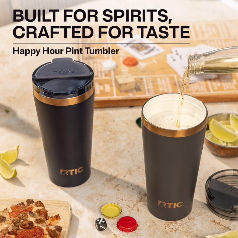 RTIC 18 oz Ceramic Lined Insulated Happy Hour Pint Tumbler, Leak