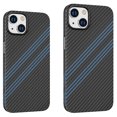 thumbnail image 1 of Étui Compatible avec iPhone 14 Max - Design Mince Absorbant les Chocs avec Finition Mate Premium Protection contre les Chutes - Fibre de Carbone Noir Bleu, 1 of 5