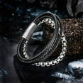 thumbnail image 4 of Speroto Mens Bracelets,Leather and Steel Bracelets, Chain Bracelets with Magnetic Clasp,Steel Bracelets for Men, 4 of 6